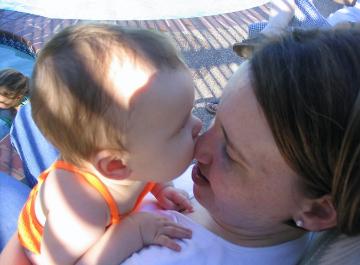After swimming, Audrey was really hungry, she tried to eat Laura's nose!