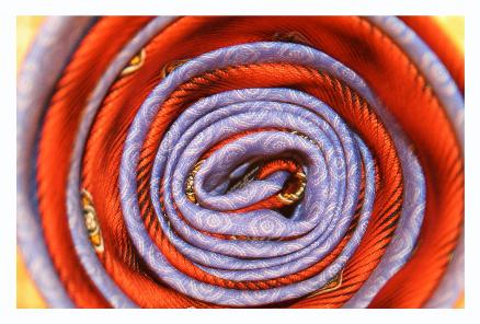 My ties, all rolled up for packing.  I liked the color swirl.