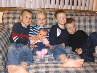 All of the cousins on my side of the family.  Audrey is happy in this picture.