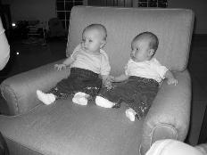 This is Liesl and Audrey in black and white.  Hopefully before we both depart from Manila they'll be able to have real fun together, instead of their parents having fun with them.