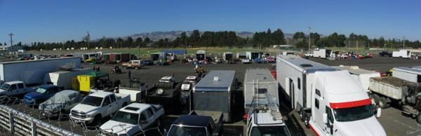 My father-in-law races dwarf cars for a hobby.  We got to go a couple of times to root him on. This is a panoramic of the pits where he waits until his race is up.