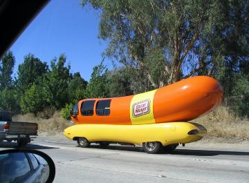 Saw the wienermobile on the way home. How often do you see that on the freeway?