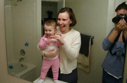 Getting ready for bed.  Audrey LOVES to brush her teeth.