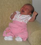 Audrey crying.  She's so funny when she cries, though, that sometimes it's hard not to giggle when she does it.
