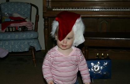 Audrey likes putting things on her head.  This was my stocking.