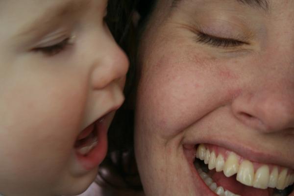 When Audrey gives us kisses, she's very vocal, she starts by saying uuuuhhhhh as she approaches and then ending with a loud BUH when she actually kisses us.